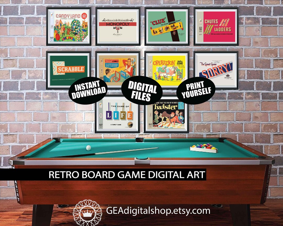 Vintage Board Game Box DIGITAL FILES Qty 10 Game Room Wall Art Decor ...