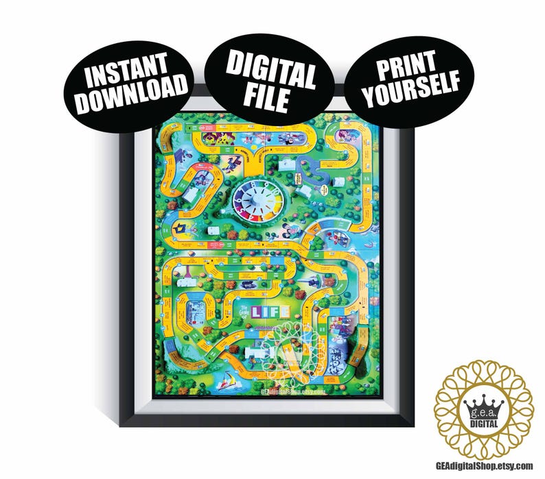 Vintage Life Board Game Art DIGITAL FILES Retro Board Game Room Wall ...