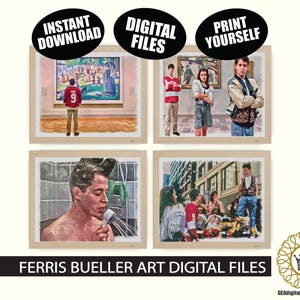 Ferris Bueller Movie Art DIGITAL FILES Qty 6 Ferris Buellers Day Off Movie Posters College Dorm Room Wall Art 90s Comedy Movie Posters