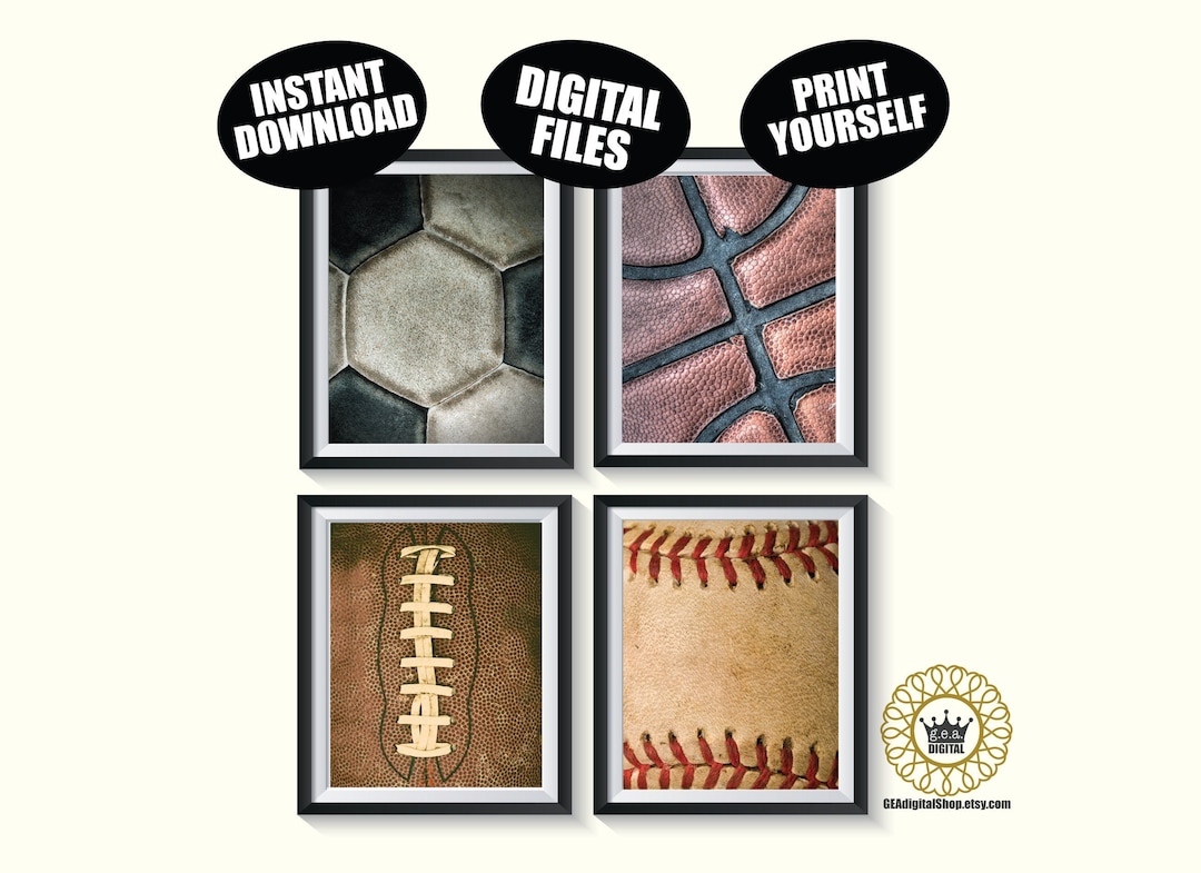 Vintage Sports Balls DIGITAL FILES Basketball Soccer Ball Football