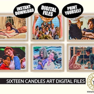 Sixteen Candles 80s Movie Art DIGITAL FILES Qty 6 Molly Ringwald Movie Poster College Dorm Room Art 1980s Classic Retro Film Sam Jake Cake
