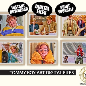 Tommy Boy Movie Art DIGITAL FILES Qty 6 Chris Farley David Spade Movie Posters College Dorm Room Art Man Cave Funny Posters 90s Movie Art