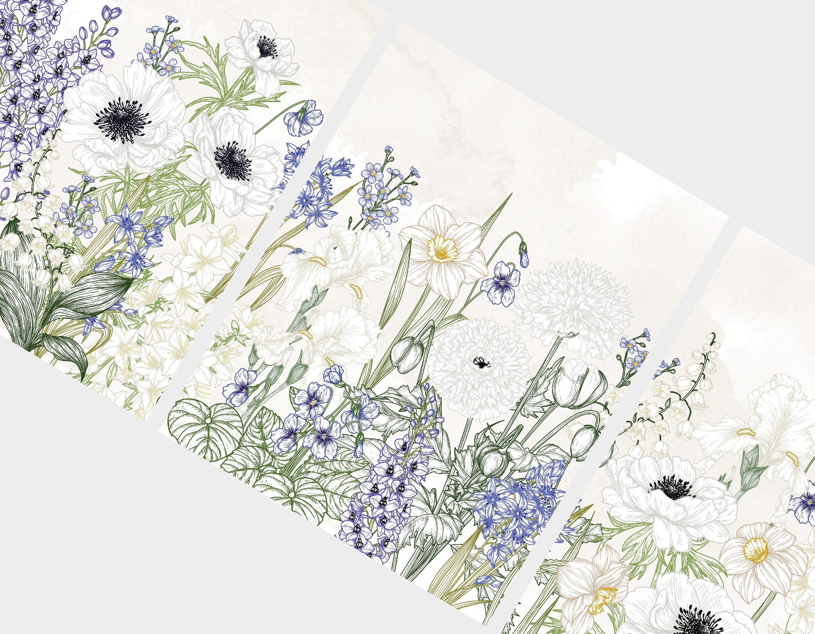 Spring Wildflowers Art DIGITAL FILES, Set of 3 Wildflowers Art, Floral ...