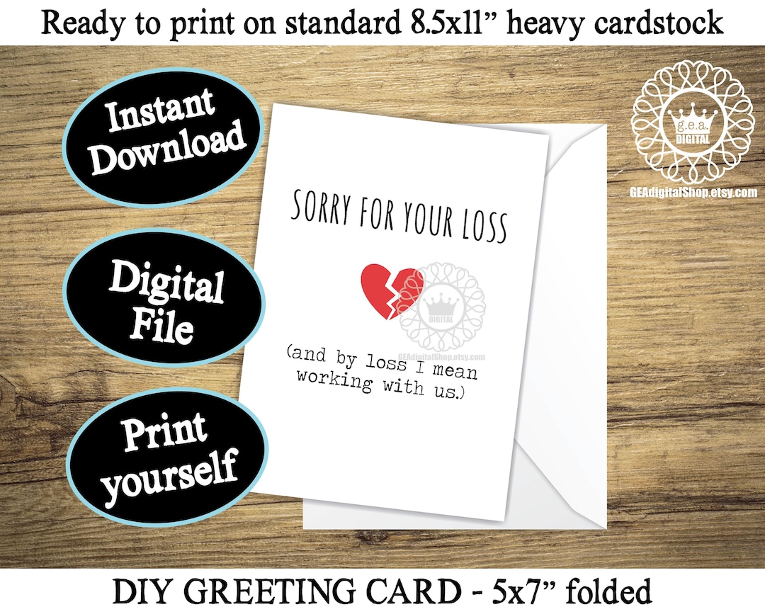 Funny Coworker Leaving Card PRINTABLE Sarcastic Retirement Good Luck Card Card Funny Work Gift ...