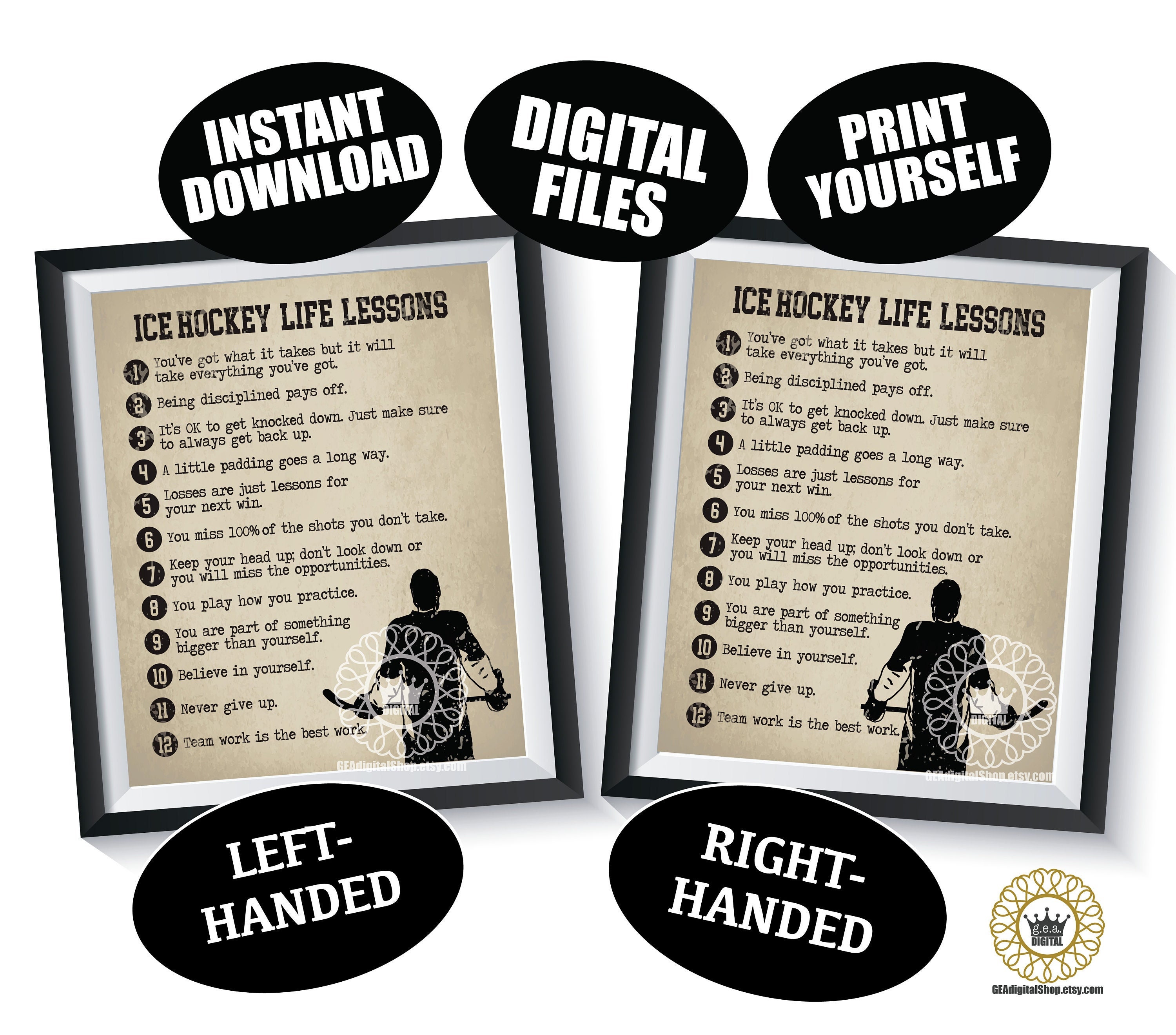 BOY Ice Hockey Life Lessons DIGITAL FILES Boy Motivational