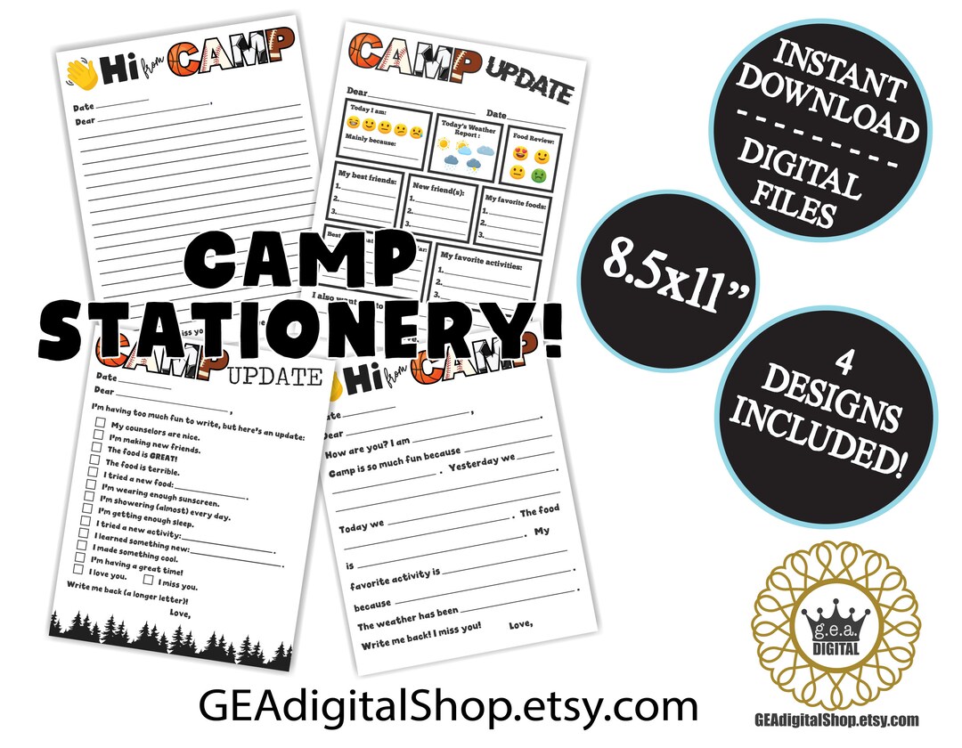 PRINTABLE Sports Camp Stationery Fill in the Blank News Sleep Away ...