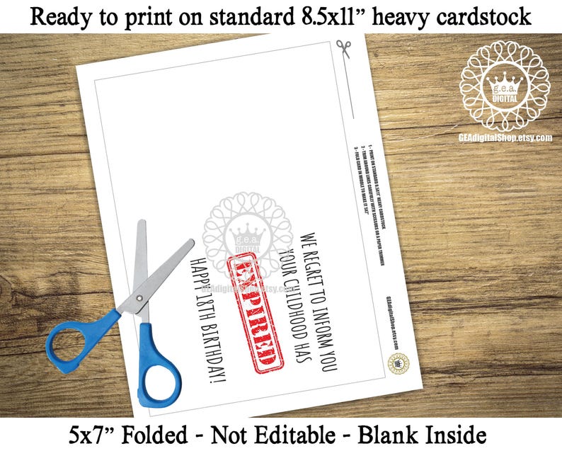 Funny 18th Birthday Card PRINTABLE Childhood Expired Birthday Card ...