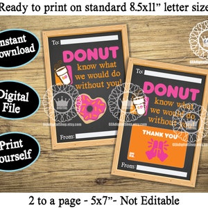 PRINTABLE Teacher Gift Card Holder Appreciation Dunkin Donuts Coffee Merci Tag Present Digital File Instant Download Tutor Preschool