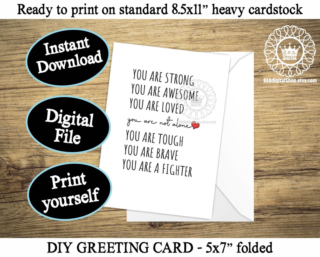 Cancer Card.pdf Cancer Support Card PRINTABLE Cancer Treatment Thinking of You Card You ...