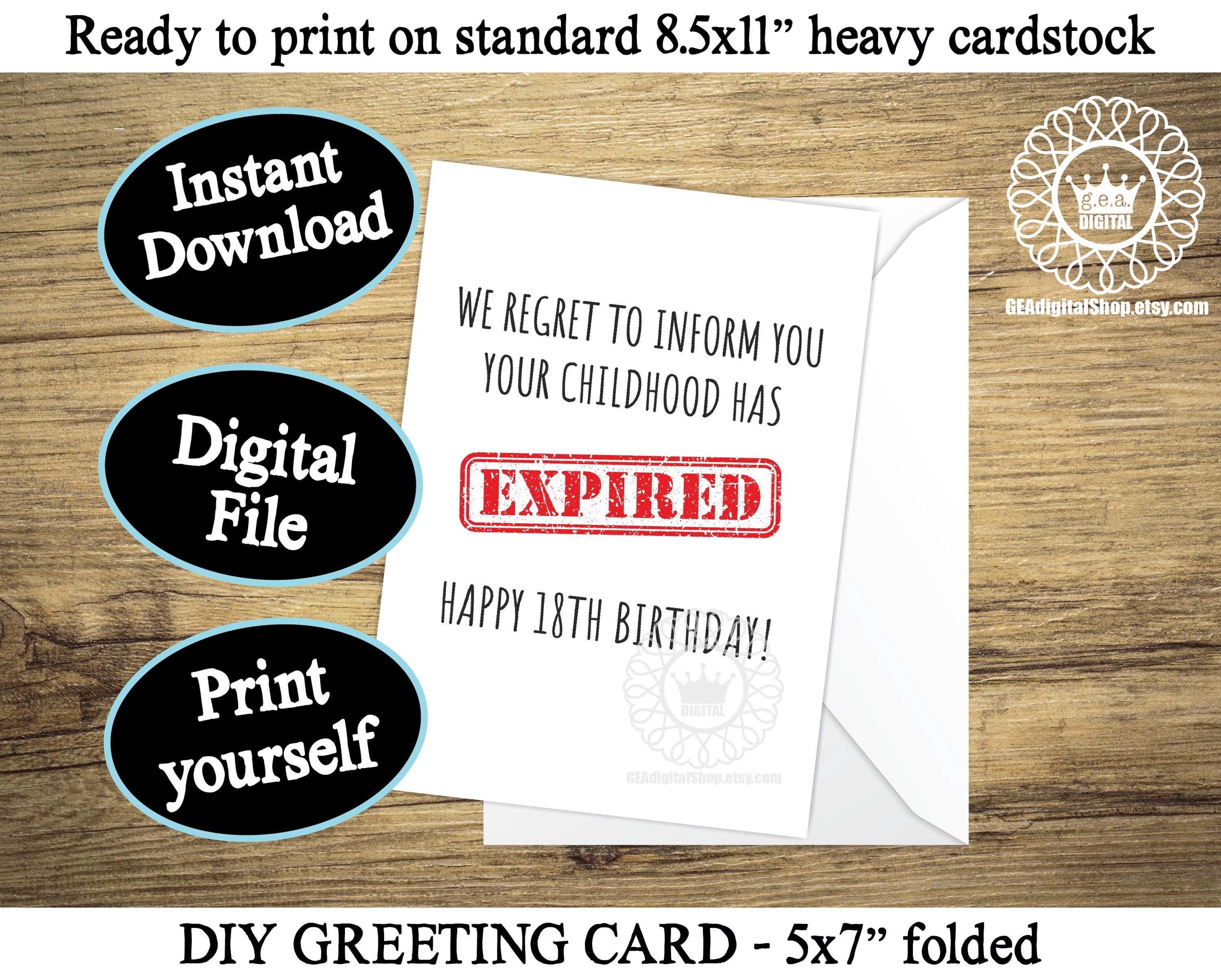 Funny 18th Birthday Card PRINTABLE Childhood Expired Birthday Card ...