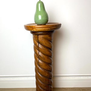 Twisted column, Turned wood column plant holder, Solid wood saddle, Statue/sculpture support