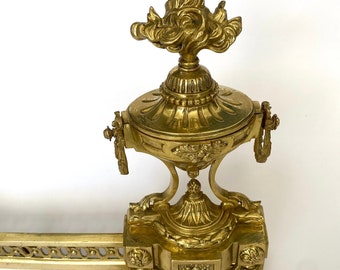 19th century Gilded brass Fireplace / Mantelpiece, French antique mantelpiece, Louis XVI style, Napoleon III period