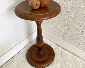 Mid CENTURY Twisted solid wood column, Wooden vintage French stool, French vintage plant stand