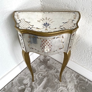 RARE!!! MAISON BAGUES style bedside table in solid wood and methacrylate, French vintage night table
