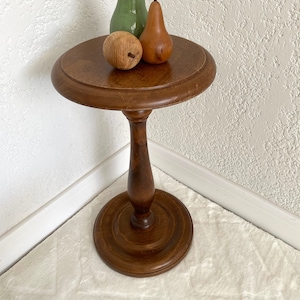 Mid CENTURY Twisted solid wood column, Wooden vintage French stool, French vintage plant stand