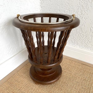 Wine/Champagne cooler, Turned solid wood and brass GARDEN, Champagne or wine bucket Vintage wine/champagne service