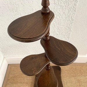MID- CENTURY Turned wood column plant holder, Solid wood saddle, French pedestal table, Old foot ashtray