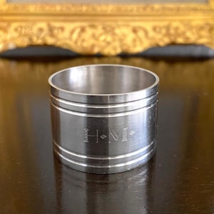 MID CENTURY CHRISTOFLE French art deco silver plated monogrammed napkin rings, elegant personalized napkin rings