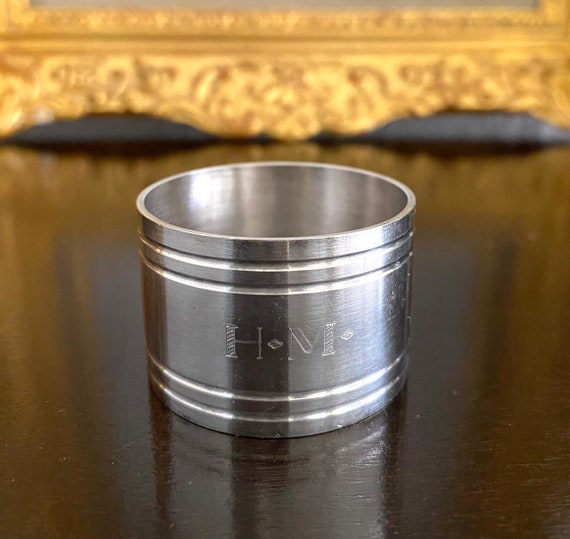 フランス シルバーナプキンリング 純銀 アールデコ フランス シルバー