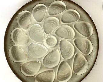 SALINS FRANCE Oyster set, Oyster platter, French shellfish set 1950, French vintage oyster plates