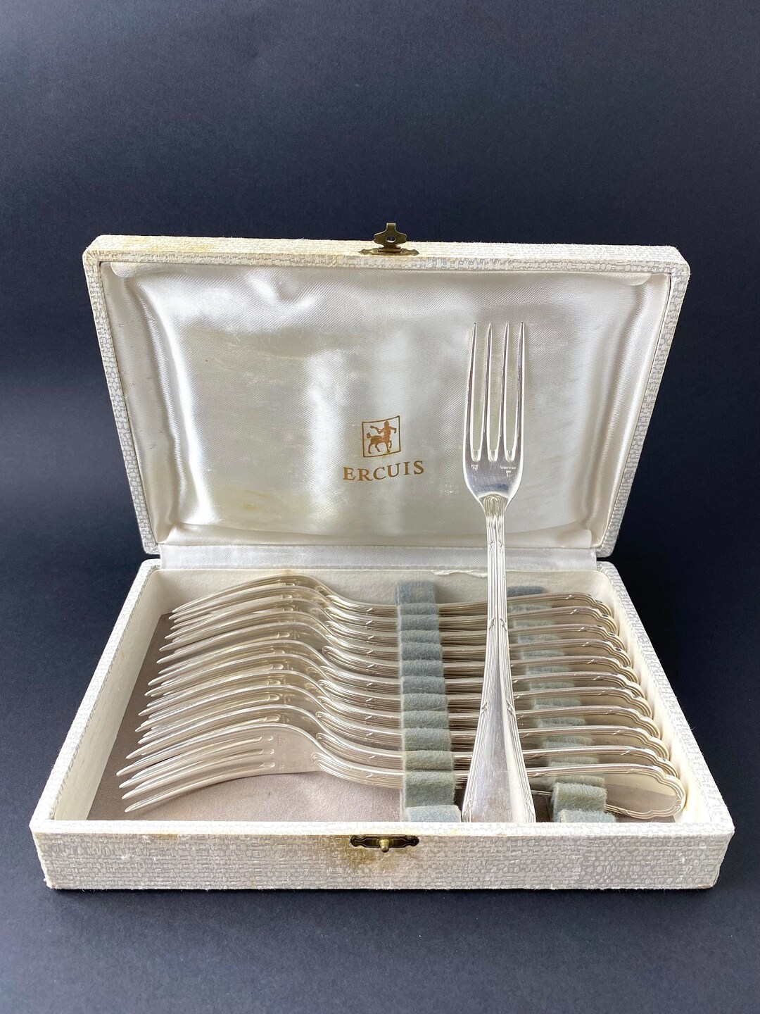 ERCUIS Silverware 43piece Household Set, TRIANON Model, Antique Silver