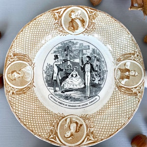 Humorous talking plates, Old nineteenth century tableware, Bordeaux pottery, Vintage French plates, Wine and spirits,