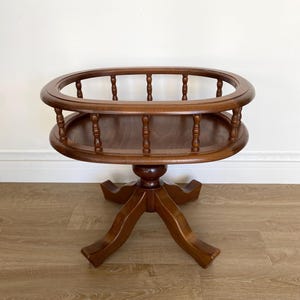MID CENTURY Wooden bar cart with wheels, Wooden side table, Vintage serving table, Side table with wheels