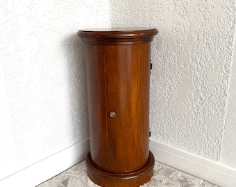 SOMNO barrel bedside table French Empire style pedestal table, Antique side table, Small French round table, Antique bedside table