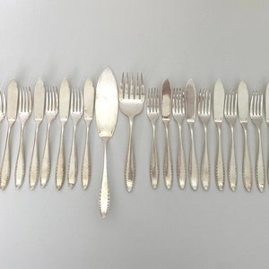 CHRISTOFLE 26 fish cutlery sets, Model Albatros, Hostess gift, Fish serving set for 12, French vintage fish serving set