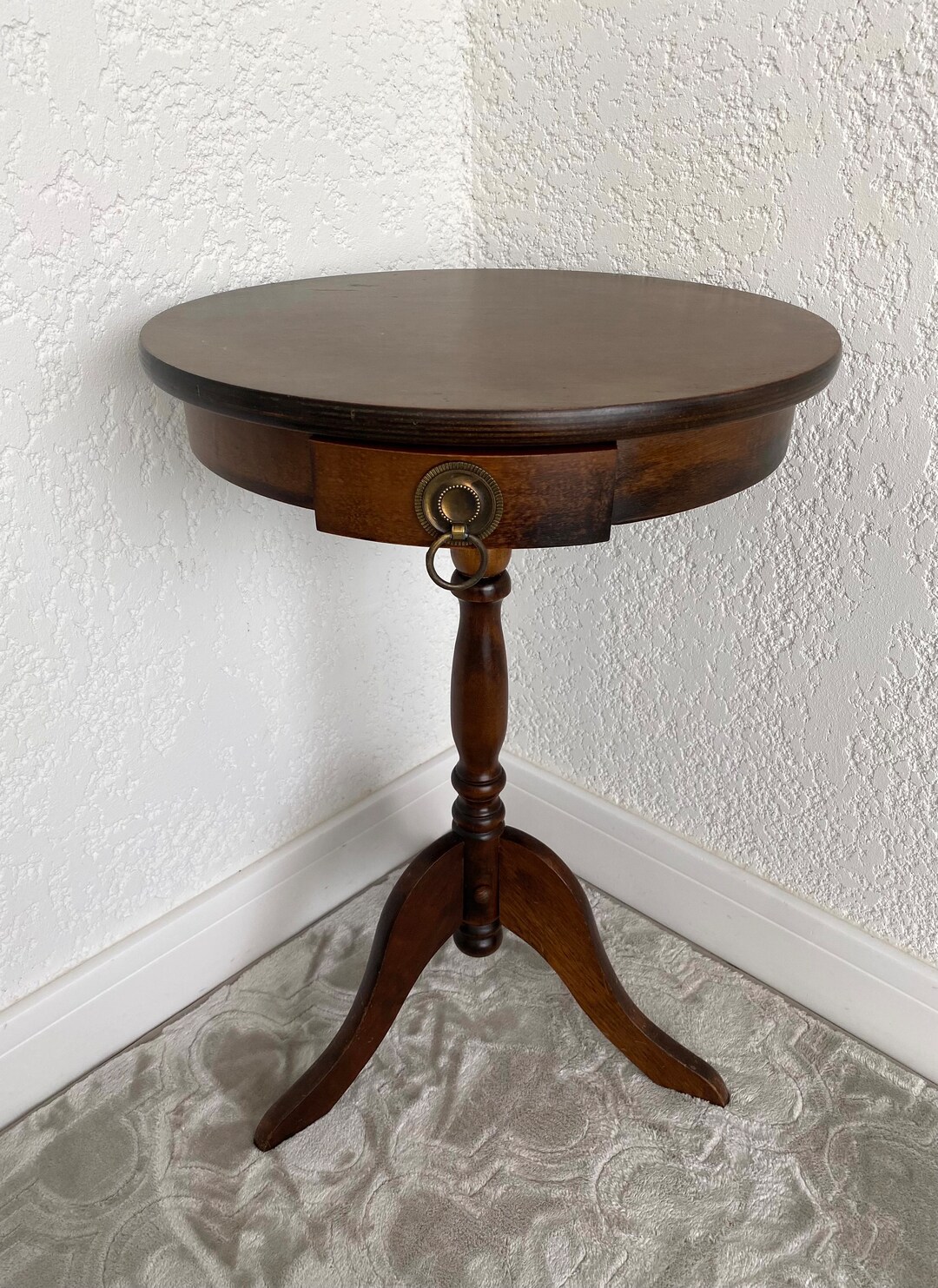 French Pedestal Table/solid Wood Small Round Tripod Table With Etsy