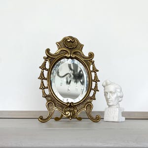 Bronze table mirror with bevelled glass, Antique French mirror, Table mirror, Gilded mirror