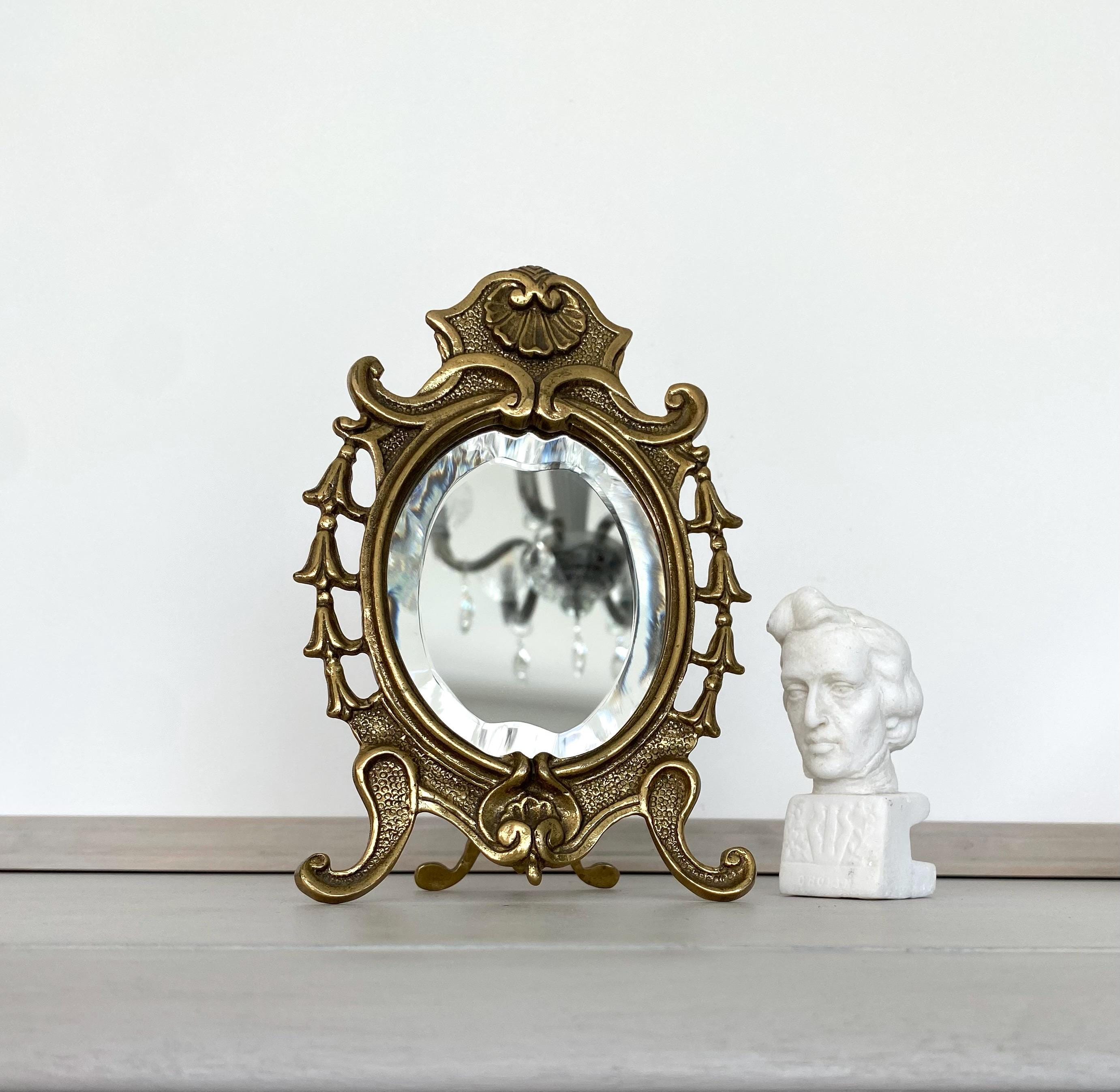 Miroir Ovale Doré Vintage Biseauté - Grand Format 67x48 Cm - Pour Salle De Bain - Occasion, Lot A