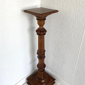 Antique Louis XVI style French BIG COLUMN in solid turned wood, solid wood saddle, solid wood column / pedestal
