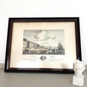 Antiker Farbstich aus dem 18. Jahrhundert „Der Hafen von Bordeaux – Blick auf den Quai des Farines“ – gerahmt, Stil des 18. Jahrhunderts, Farbdruck