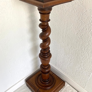 Antique GRANDE COLONNE FRANCAISE in solid wood, Turned wood column plant holder, Solid wood saddle, Solid wood column