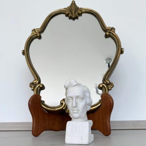 Bronze table mirror with bevelled glass, Antique French mirror, Table mirror, Gilded mirror