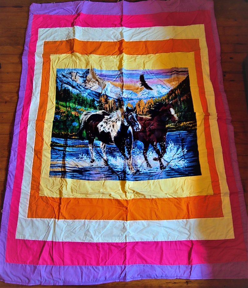 Pastel Border Horse Quilt Etsy