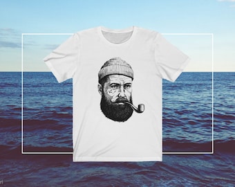 The Sailor With Pipe Nautical T-Shirt, Unisex Cotton T-Shirt Perfect Fit For Men And Women, Unique Nautical Aesthetic T-Shirt In All Sizes