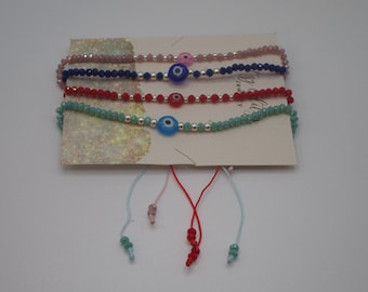 Evil Eye Bracelet, Pulseras para Mujer, Cristal Checo y Cuentas de Plata de Ley .925. Joyas, Regalo, Regalos únicos, pulsera de la amistad
