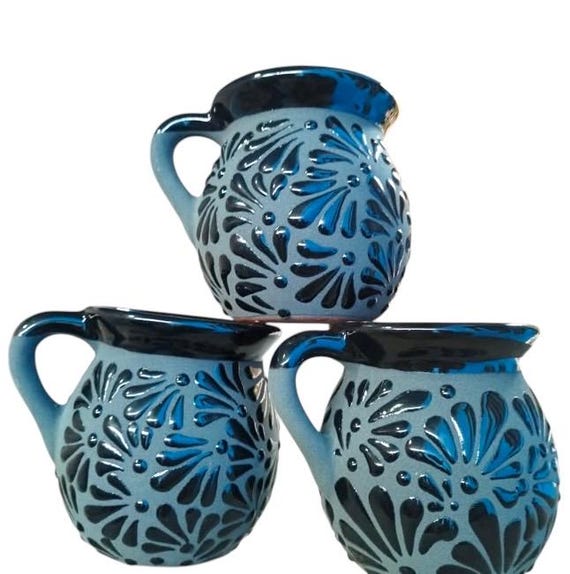 4 pack JARRITOS, Mexican Cups, Mexican Tazas, Handmade Mexican Cups, Mexican Coffee Mugs, Coffee Mugs, Tazas de barro, Tazas de engobe