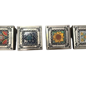 Mexican Punched Tin Jewelry Box w/Talavera Tile