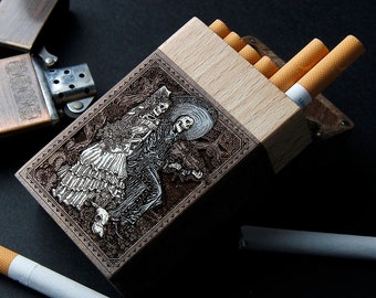 Mexican Tobacco - Cigarette case laser engraved + hand painting