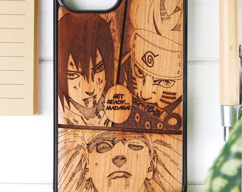 Epic Fight - Phone case wood laser engraved for iPhone 15, 14, 13, 12, 11, XS, X and Samsung S23, S22, S21, S20