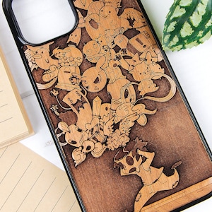 Inside My Head - Telefoonhoesje hout laser gegraveerd voor iPhone 15, 14, 13, 12, 11, XS, X en Samsung S23, S22, S21, S20