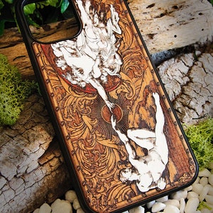 Adam - Telefoonhoesje hout laser gegraveerd voor iPhone 15, 14, 13, 12, 11, XS, X en Samsung S23, S22, S21, S20