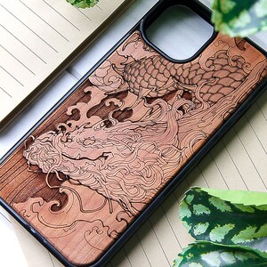 Japan Dragon - Laser gegraveerd telefoonhoesje voor iPhone 15, 14, 13, 12, 11, XS, X en Samsung S23, S22, S21, S20