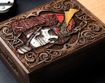 Fallen Ronin - Cigarette case laser engraved + hand painting