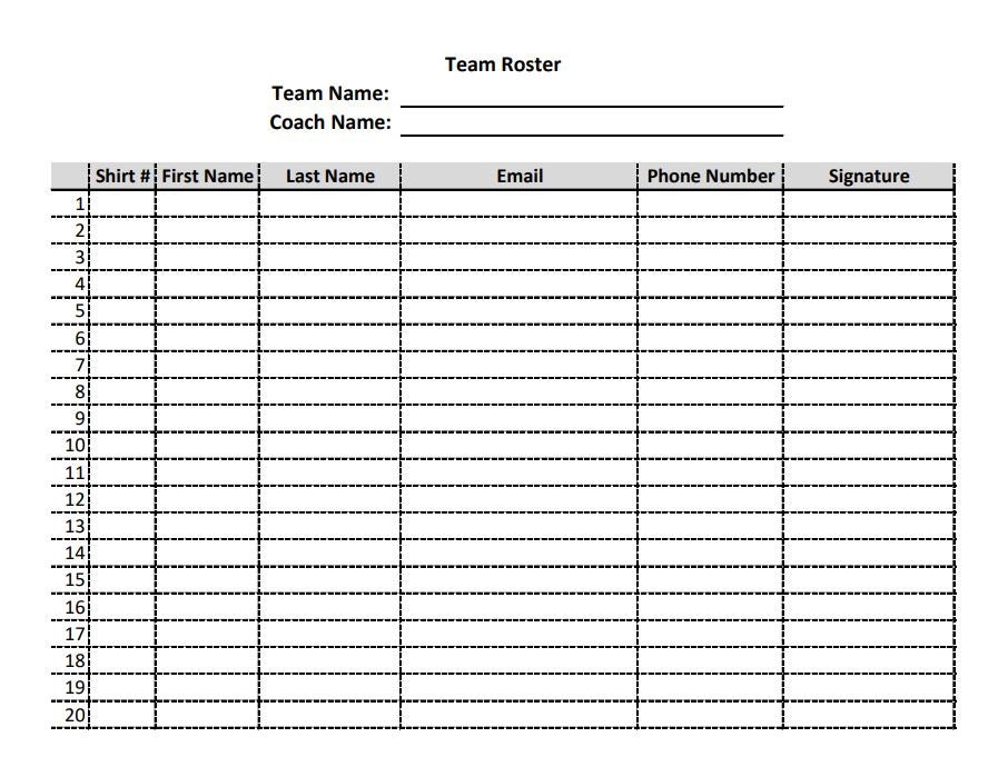 Football Roster Template Ubicaciondepersonas cdmx gob mx