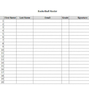 Printable Basketball Team Roster
