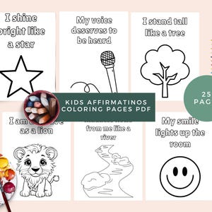 Positive Affirmation Coloring Pages for Kids: Motivational Activity (Digital Download)
